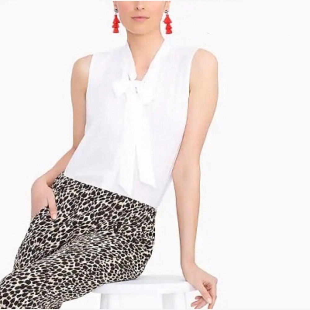 J Crew Drapey Tie Front Tank White S